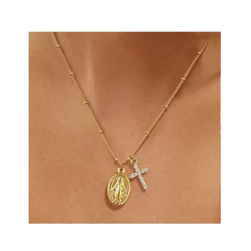 Retro-style Fashionable Minimalist Round Pendant Necklace For Women