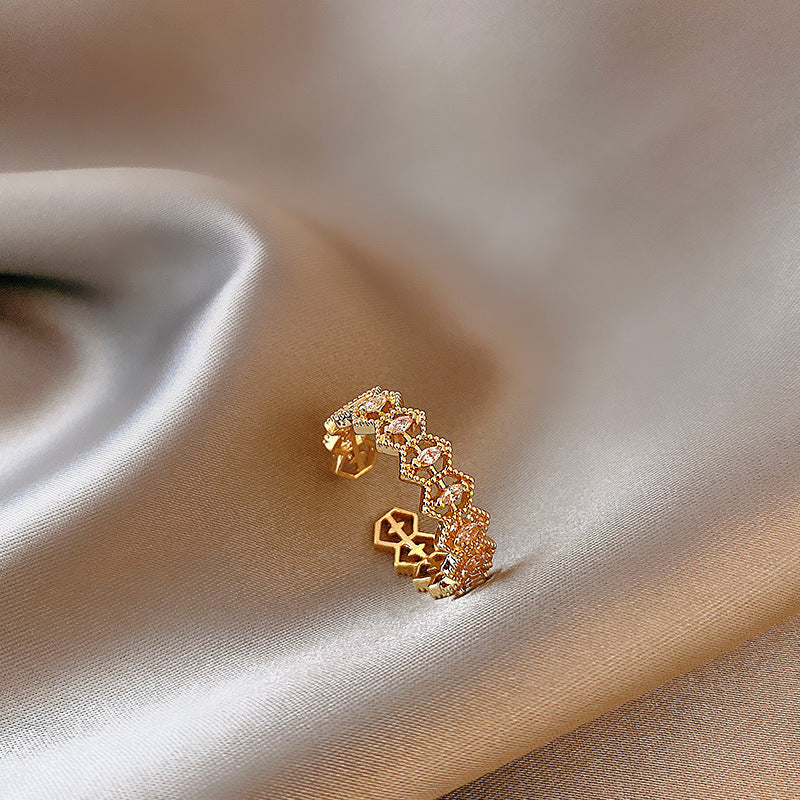 Celebrity Light Luxury Zircon Ring Female Simple Personality