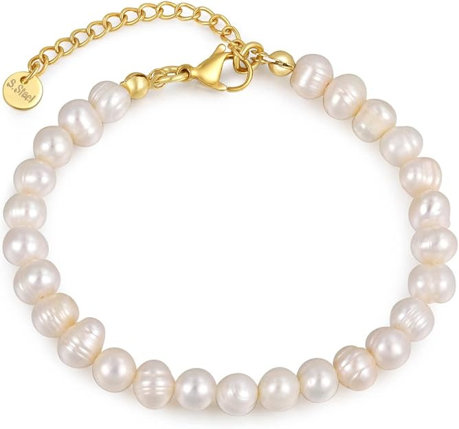 Lucia – Armband mit Perlenoptik und Edelstahlkette