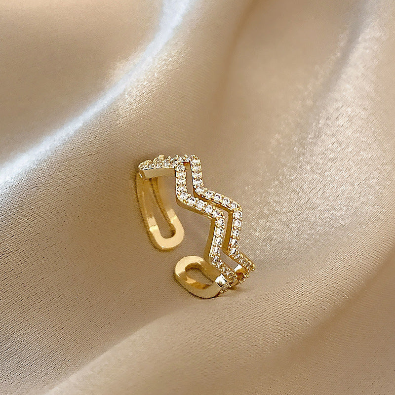 Celebrity Light Luxury Zircon Ring Female Simple Personality