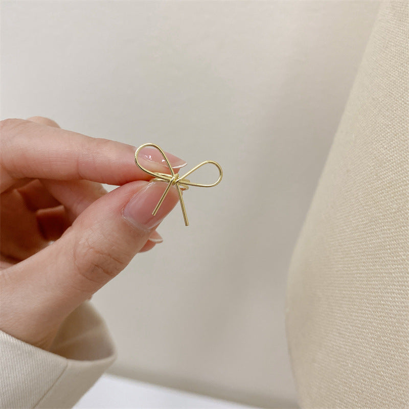 New Female Simple Metal Bow Ear Bone Clip Earrings