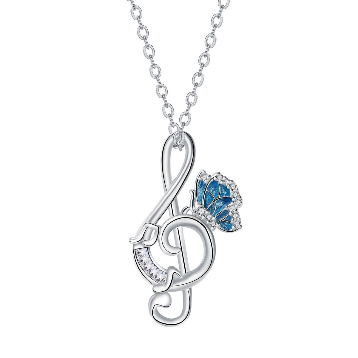European And American Simple Graceful Mysterious Musical Note Necklace Butterfly Pendant