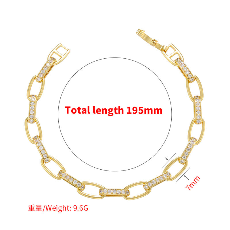 Womens Fashion Micro-Pave Zirconia Chain Bracelet