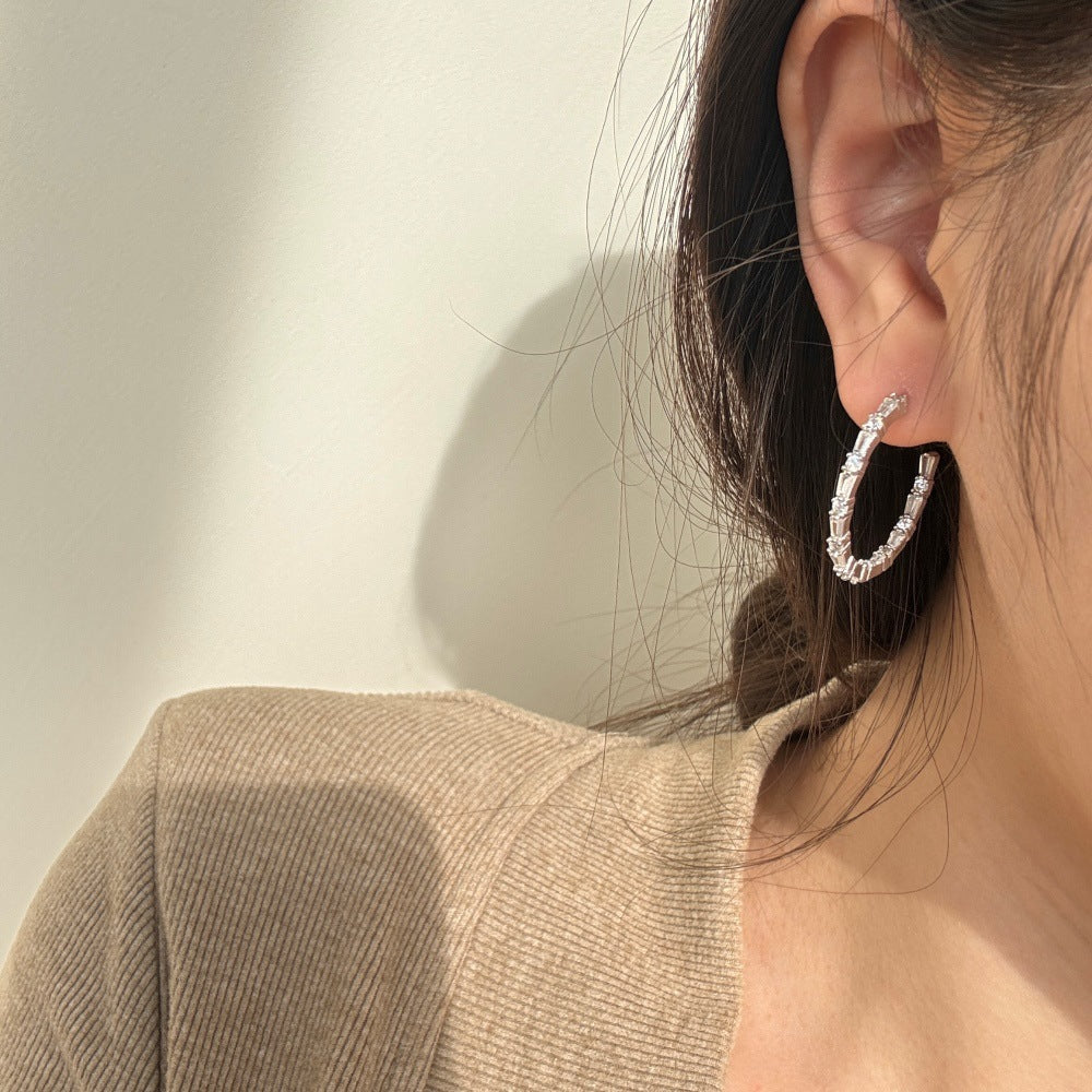 Sterling Silver Elegant Geometric Female Earrings