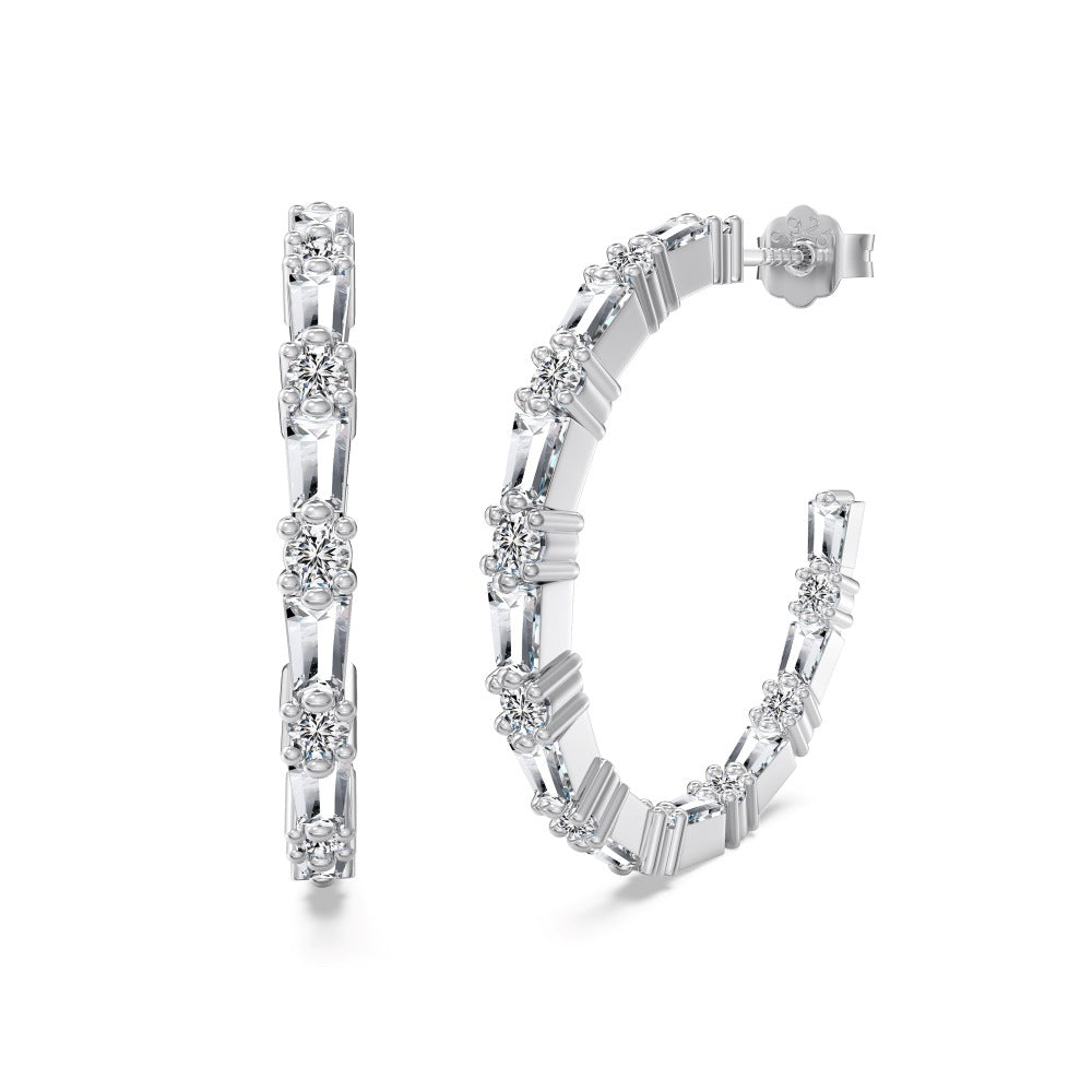 Sterling Silver Elegant Geometric Female Earrings