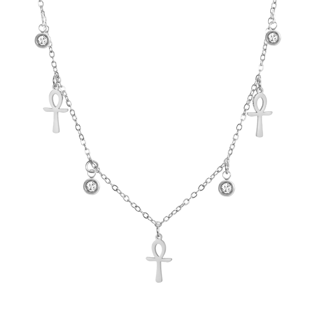 Stainless Steel Zircon Bead Necklace For Women