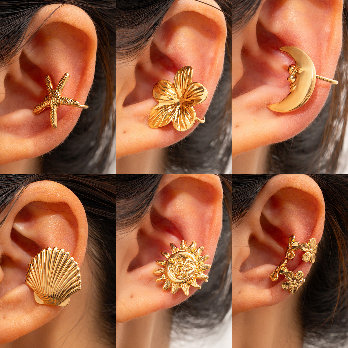 Golden Alloy Earrings Light-luxury Ear Bone Clips