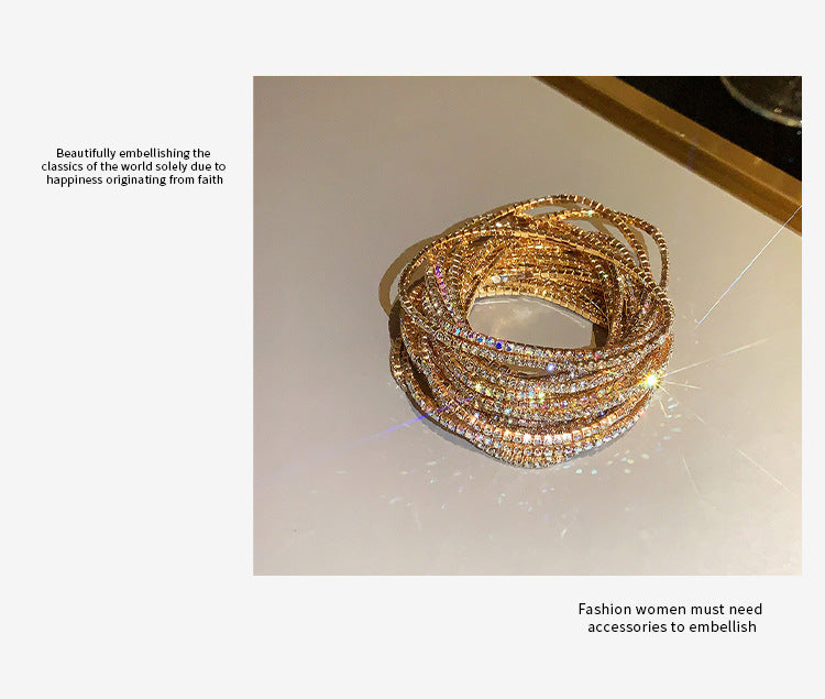 Super Shiny Crystal All-Match Full Diamond Rhinestone Elastic Bracelet