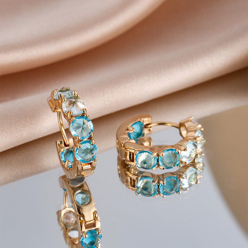 Full Diamond Square Zirconium Light Luxury Earrings