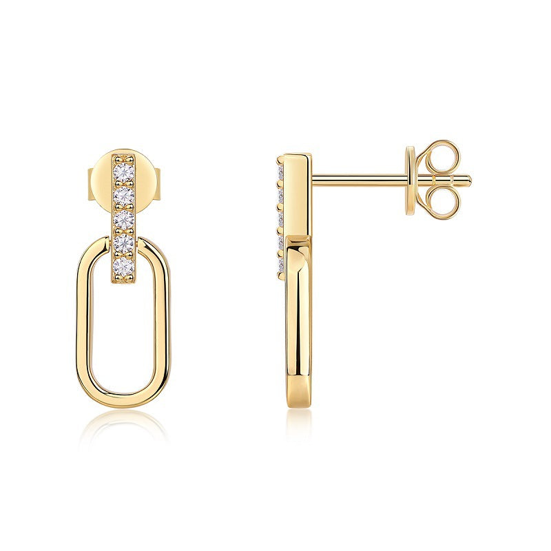 U-shaped 925 Silver Earrings Golden Personality
