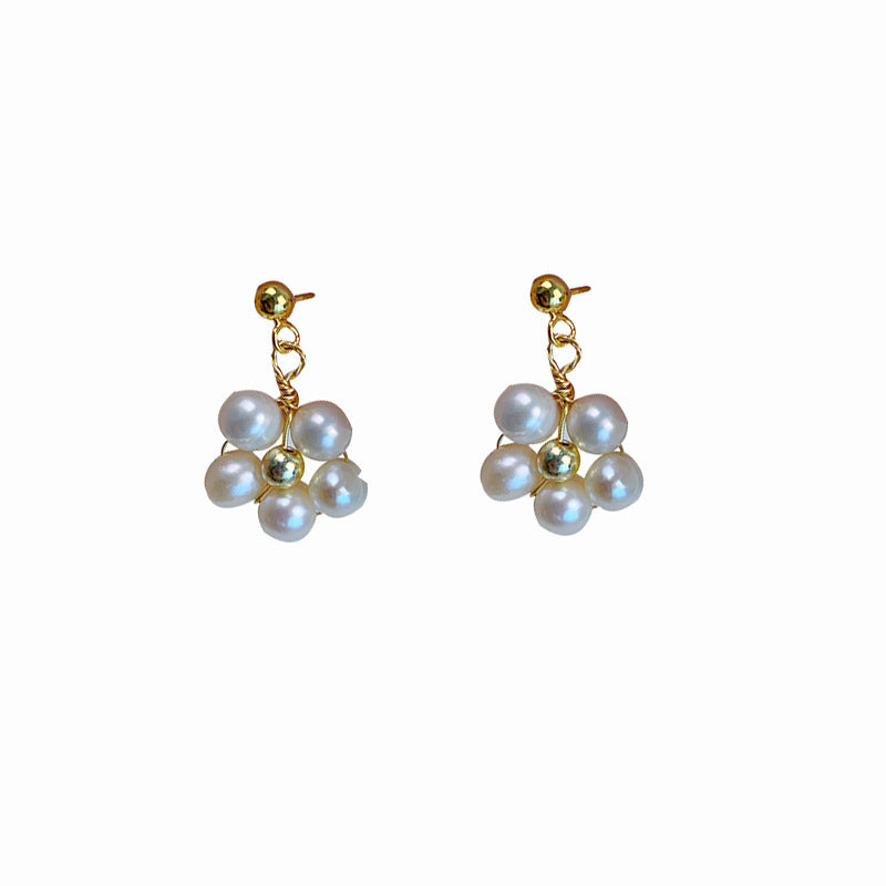 Female Creative Versatile Natural Pearl Flower Earrings