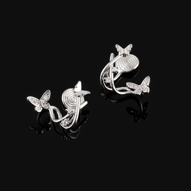Exquisite Double-Butterfly Light-Luxury Zircon Earrings