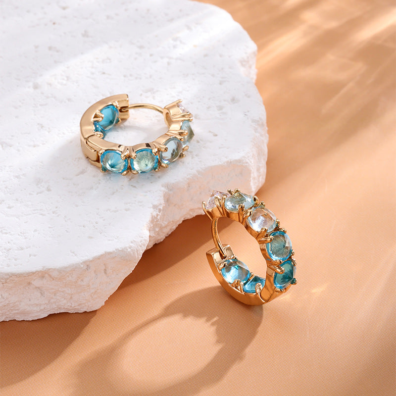 Full Diamond Square Zirconium Light Luxury Earrings