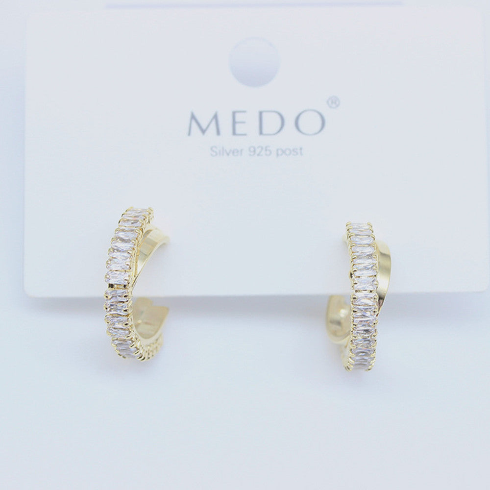 Women's Creative C-shaped Zircon Circle Stud Earrings