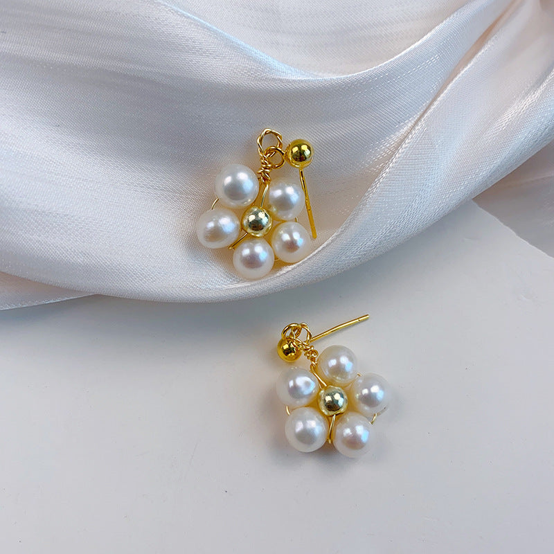 Female Creative Versatile Natural Pearl Flower Earrings