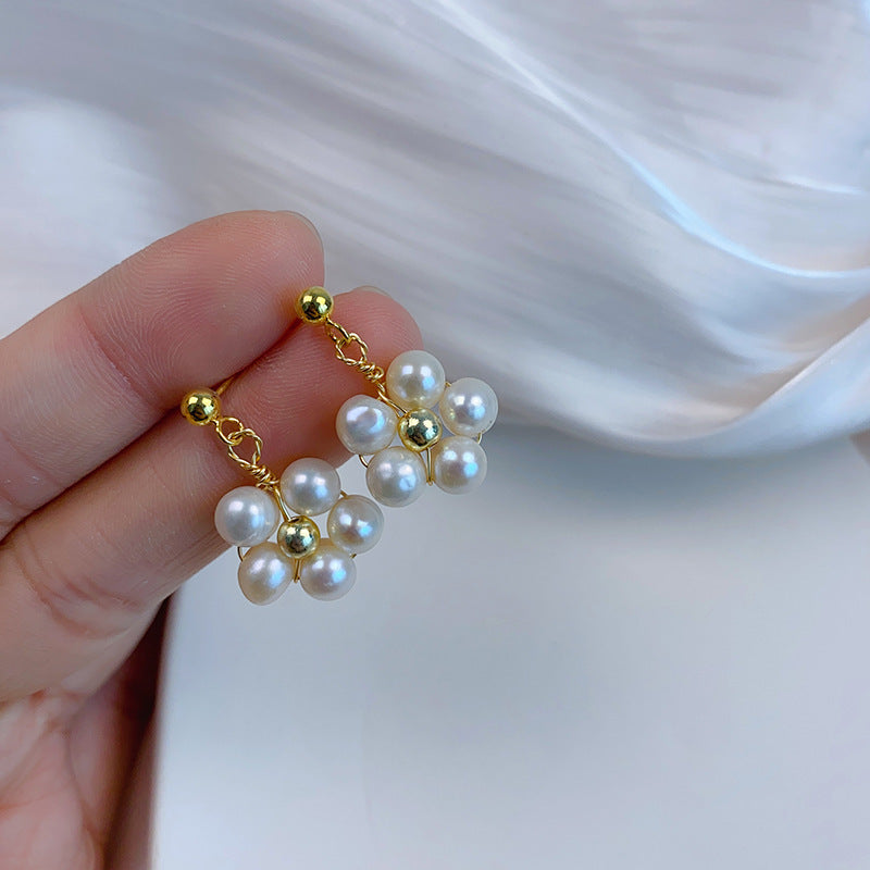 Female Creative Versatile Natural Pearl Flower Earrings