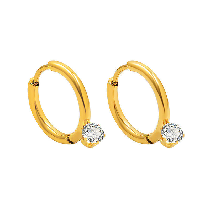 Hoop Earrings Inlaid With Sparkling Zircon Non-fading Featuring Tiny Diamonds