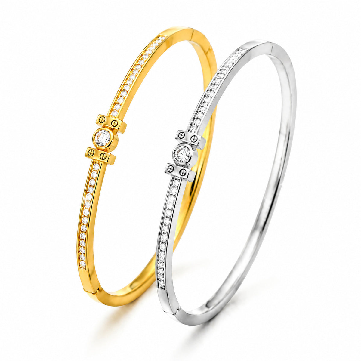 Fashionable Diamond-studded Snap Bracelet