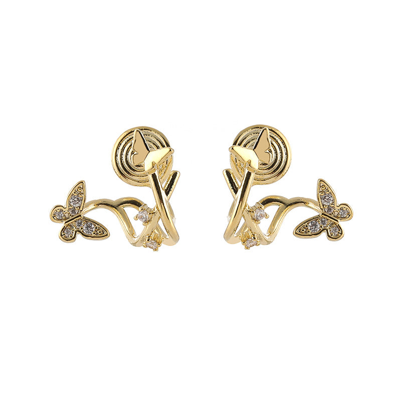 Exquisite Double-Butterfly Light-Luxury Zircon Earrings