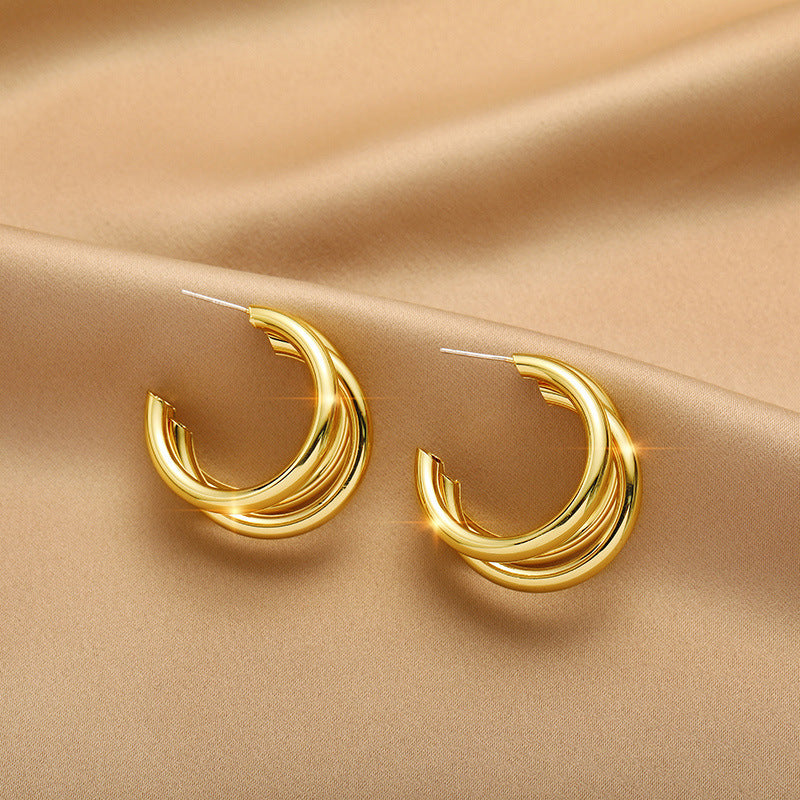 925 Sterling Silver Needle Earrings Female Temperament Hypoallergenic Ear Jewelry