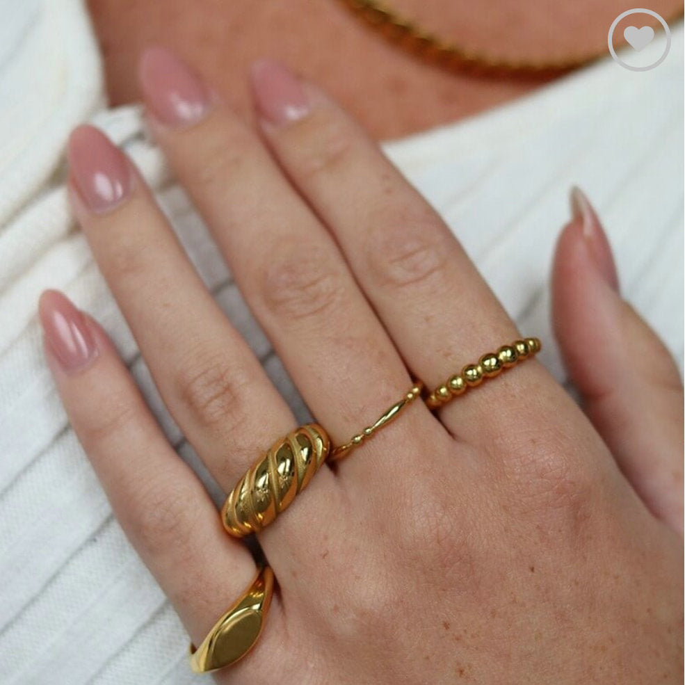 European And American INS Style Chic Small Dot Mini Ring 18K Gold Plating