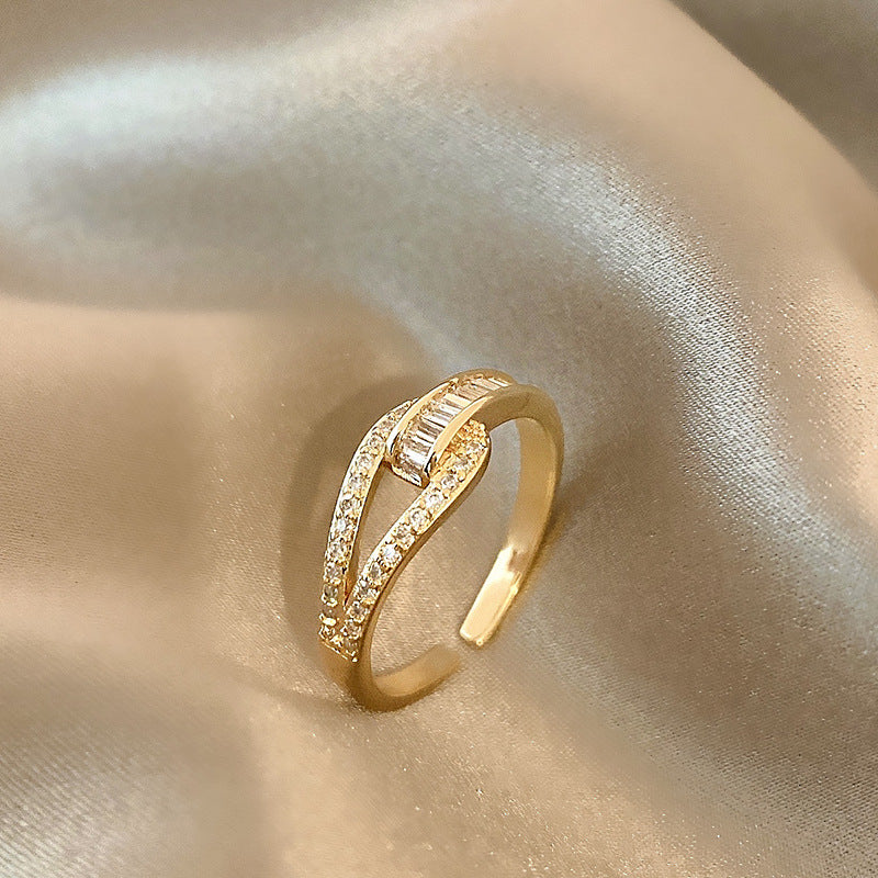 Celebrity Light Luxury Zircon Ring Female Simple Personality