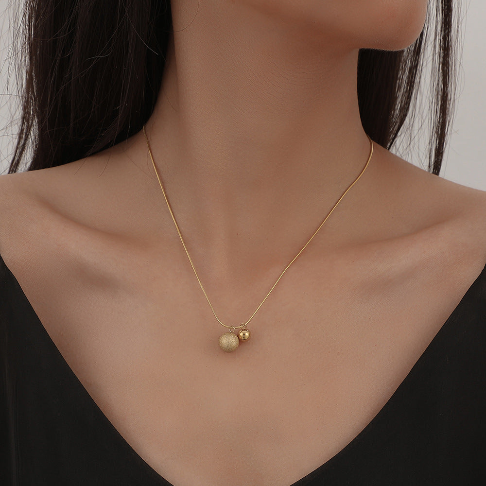 Stainless Steel Small Gold Bean Necklace Titanium