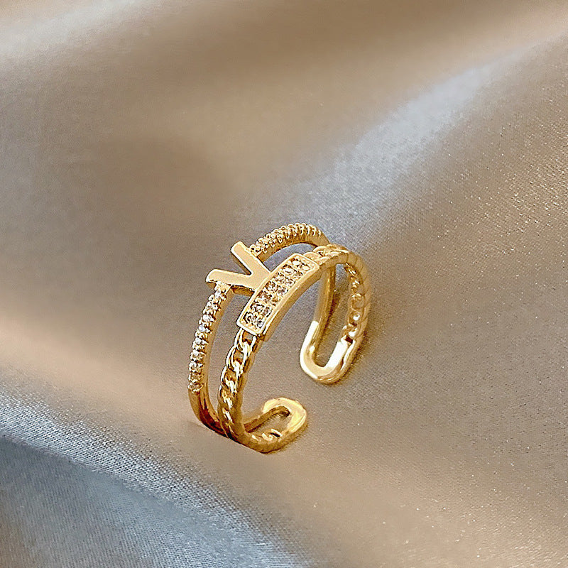 Celebrity Light Luxury Zircon Ring Female Simple Personality