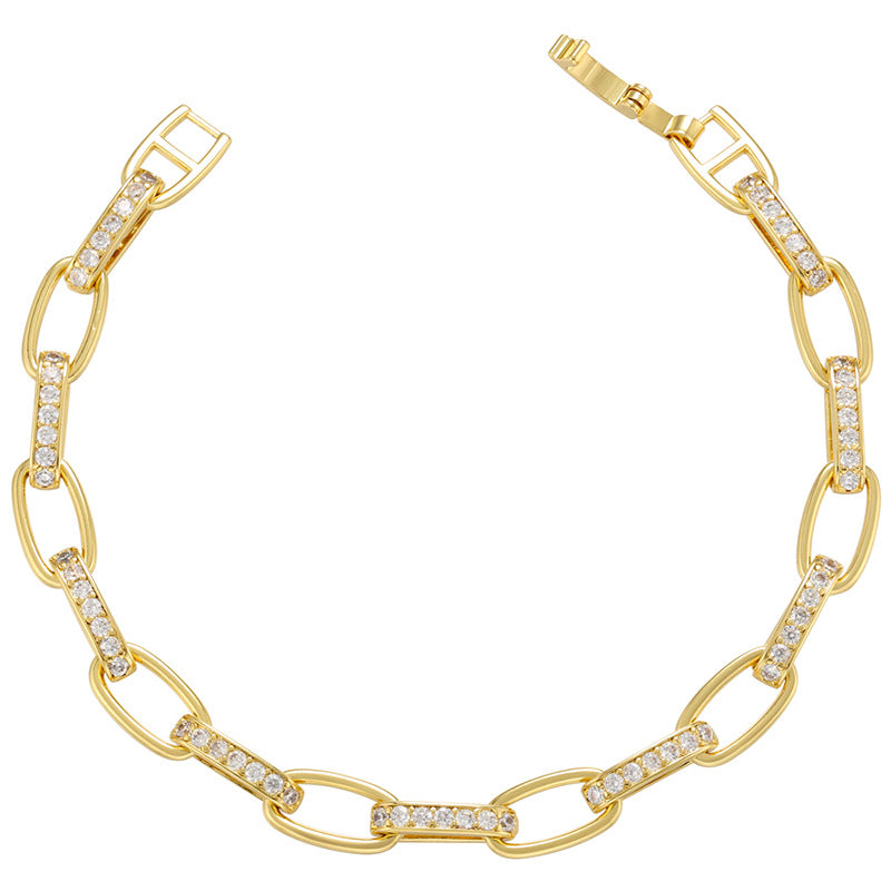 Womens Fashion Micro-Pave Zirconia Chain Bracelet