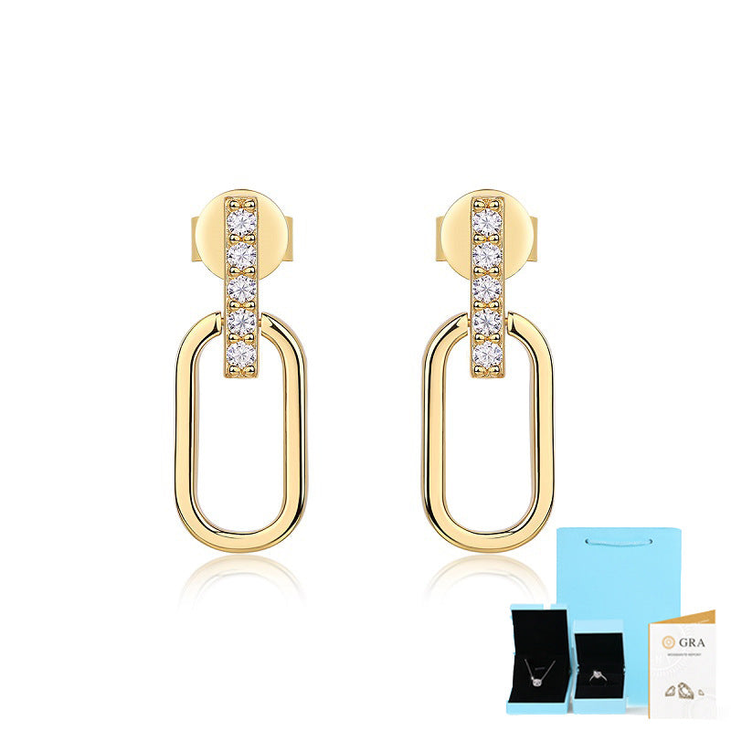 U-shaped 925 Silver Earrings Golden Personality