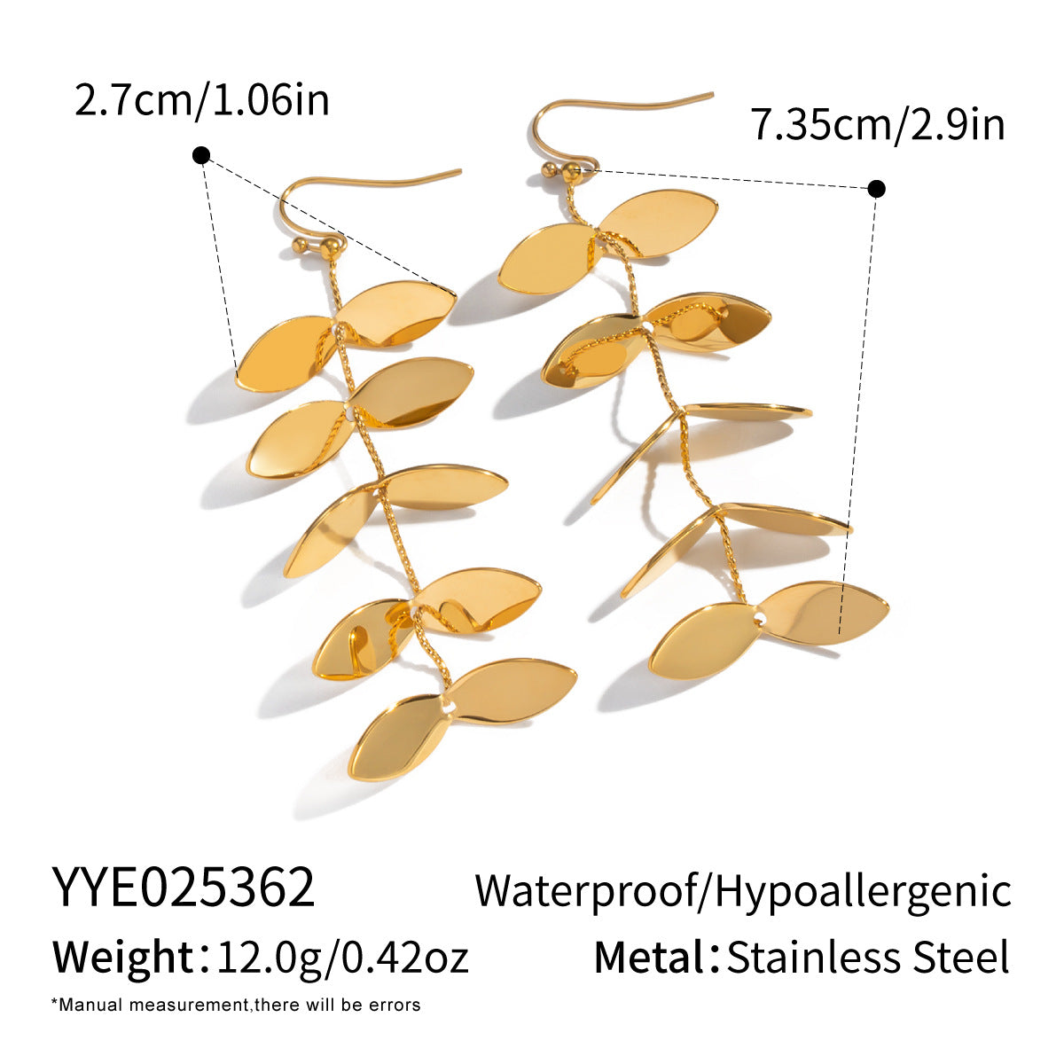 Simple Leaf Tassel Earrings For Women