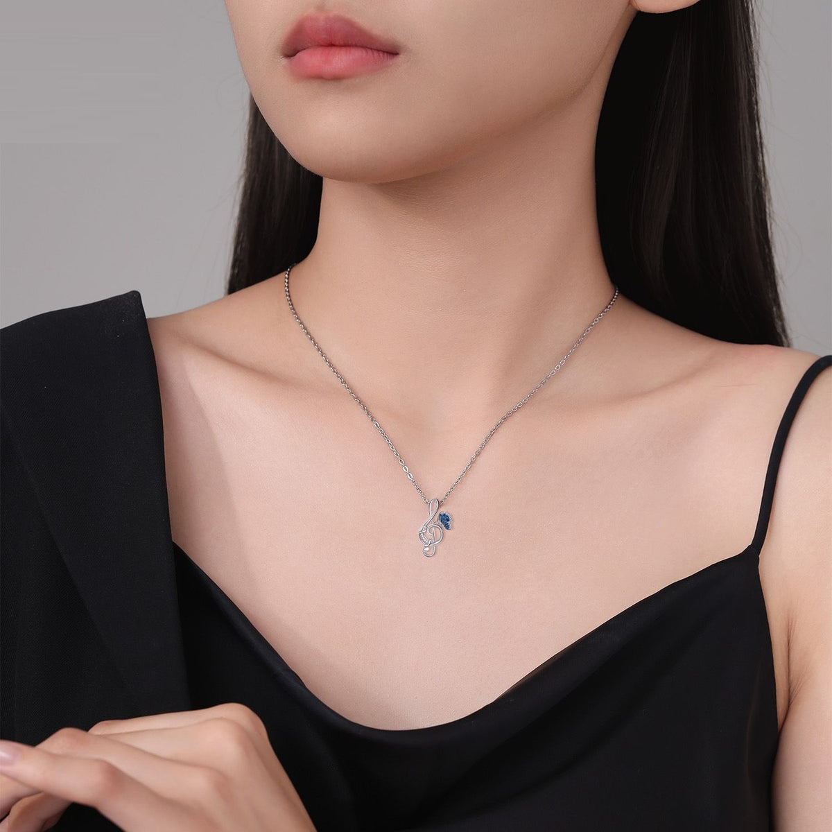 European And American Simple Graceful Mysterious Musical Note Necklace Butterfly Pendant
