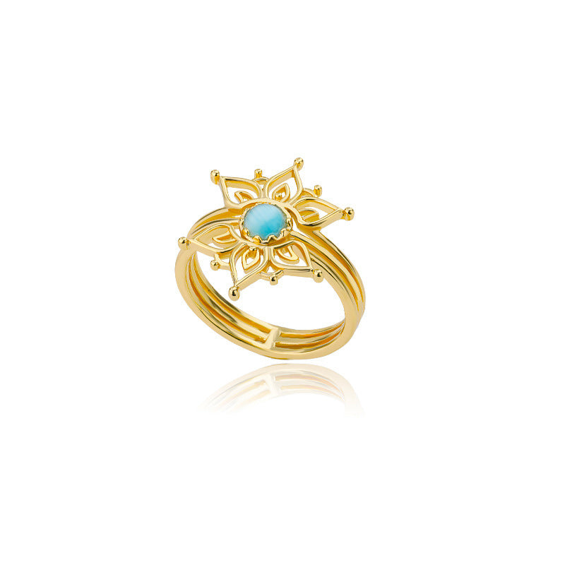 Women's Retro Natural Opal Lotus Ring