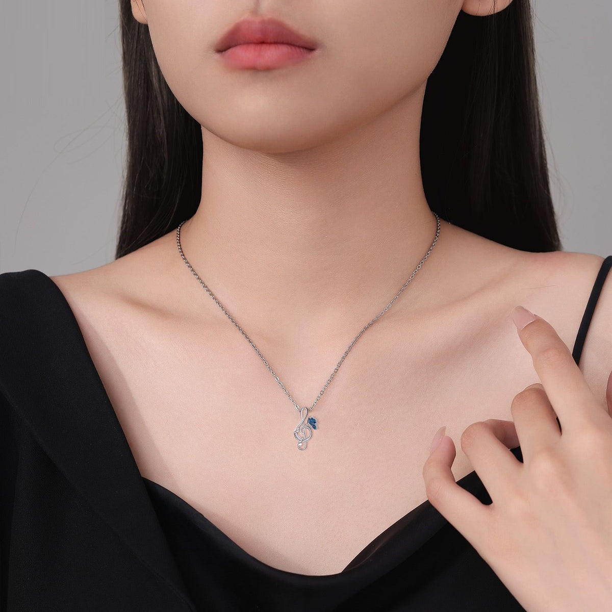 European And American Simple Graceful Mysterious Musical Note Necklace Butterfly Pendant