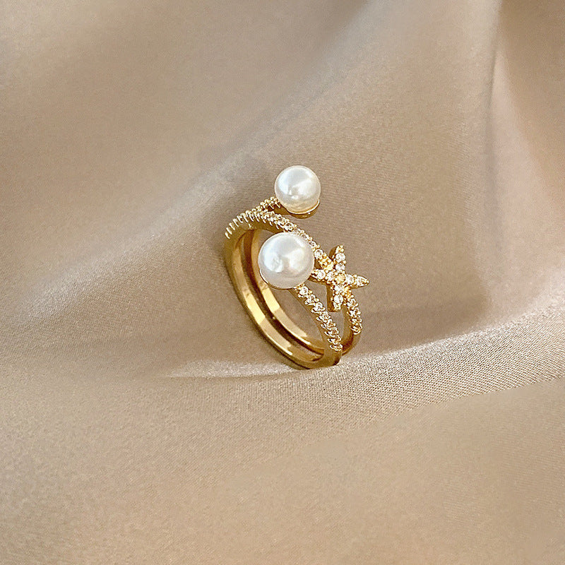 Celebrity Light Luxury Zircon Ring Female Simple Personality