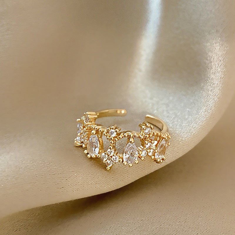 Celebrity Light Luxury Zircon Ring Female Simple Personality