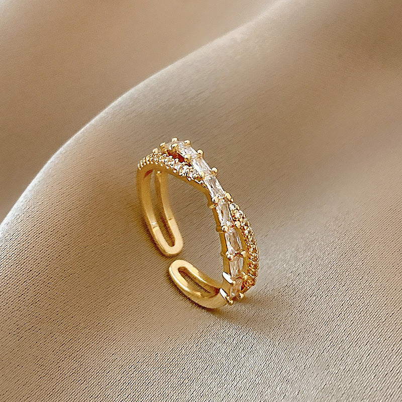 Celebrity Light Luxury Zircon Ring Female Simple Personality