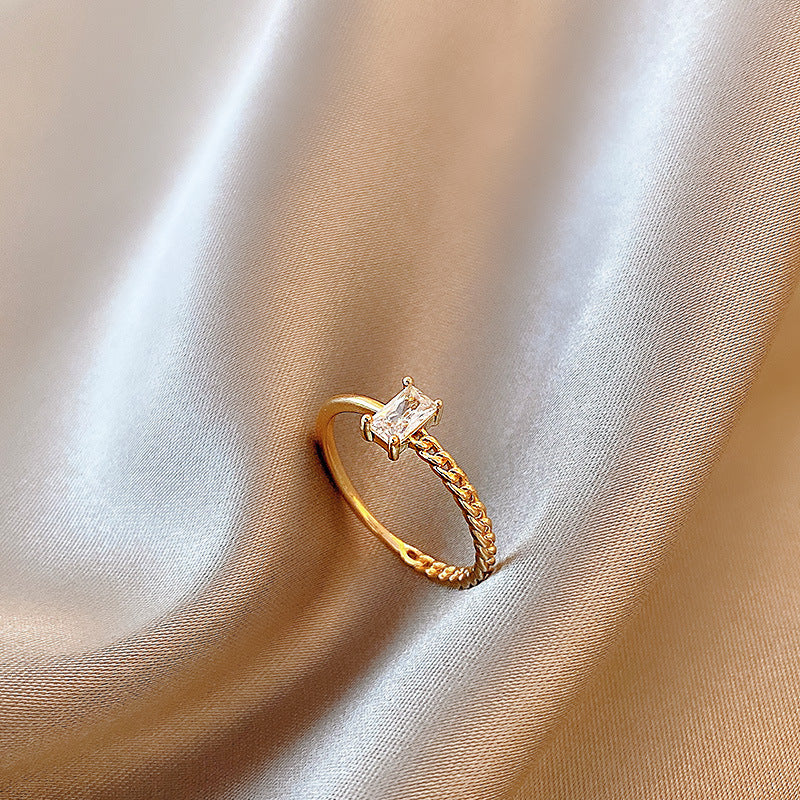 Celebrity Light Luxury Zircon Ring Female Simple Personality