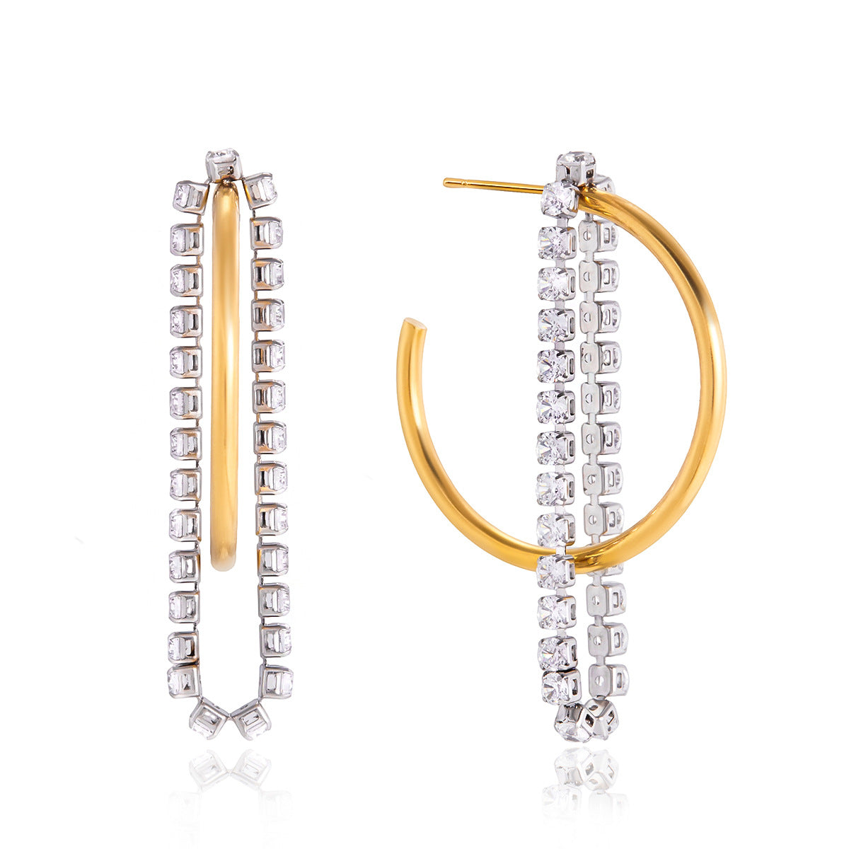 Stainless Steel Color-block C-ring Earrings With A Light-luxury High-end Vibe