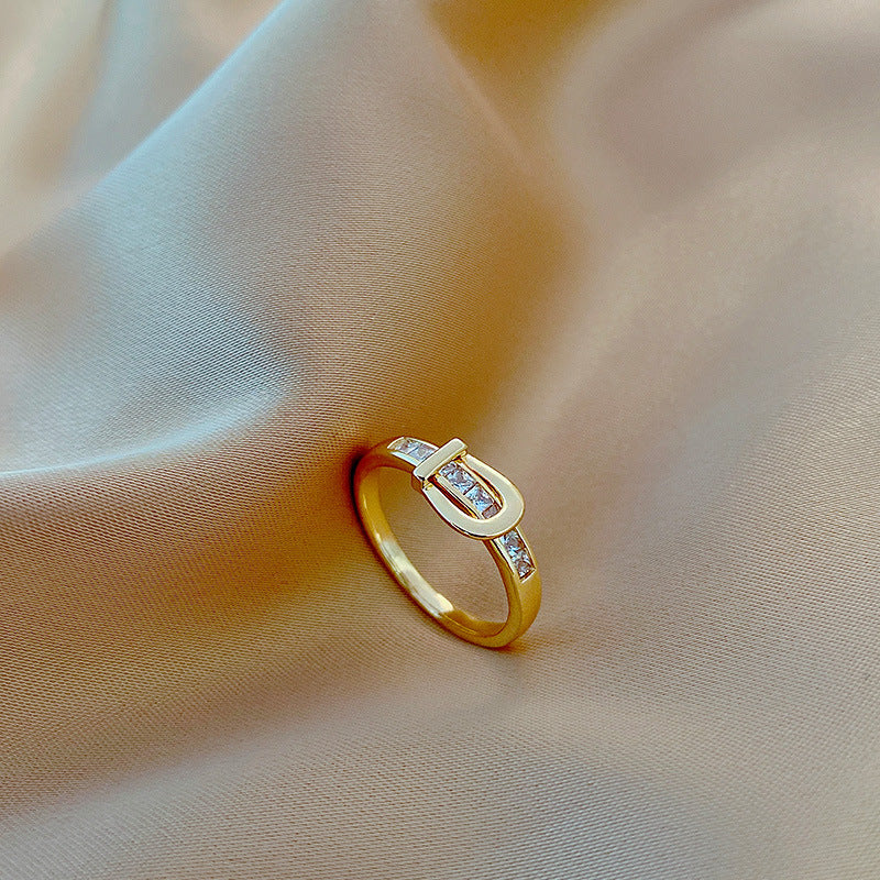 Celebrity Light Luxury Zircon Ring Female Simple Personality