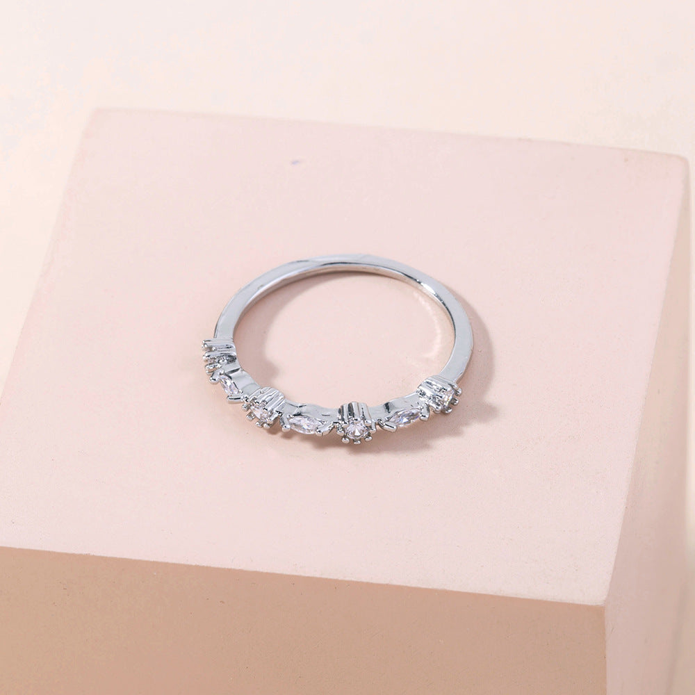 European And American Fashion Jewelry Temperament Opening Simple Zircon Ring