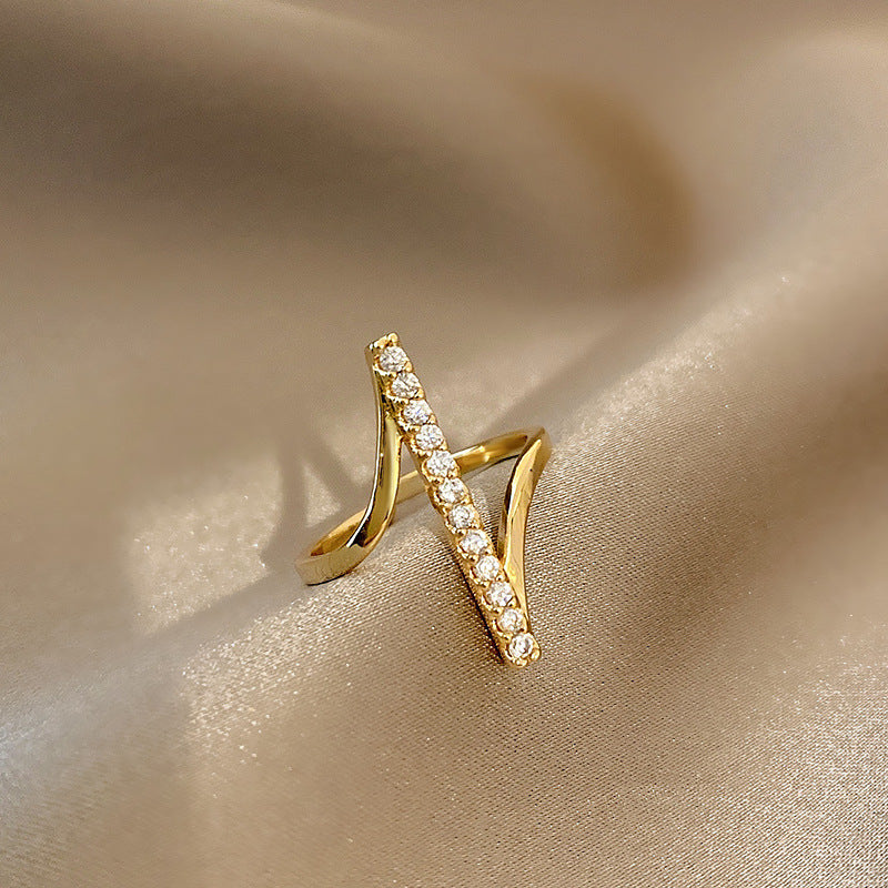 Celebrity Light Luxury Zircon Ring Female Simple Personality